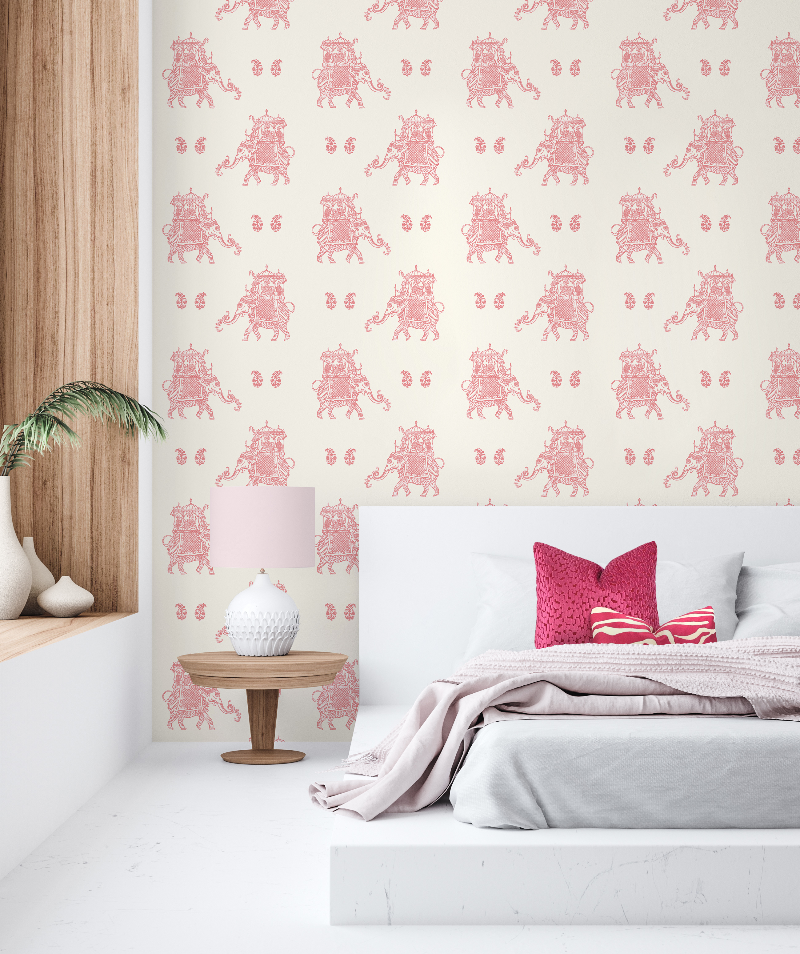 Ophelia Pink Elephant Wallpaper by A-Street Prints